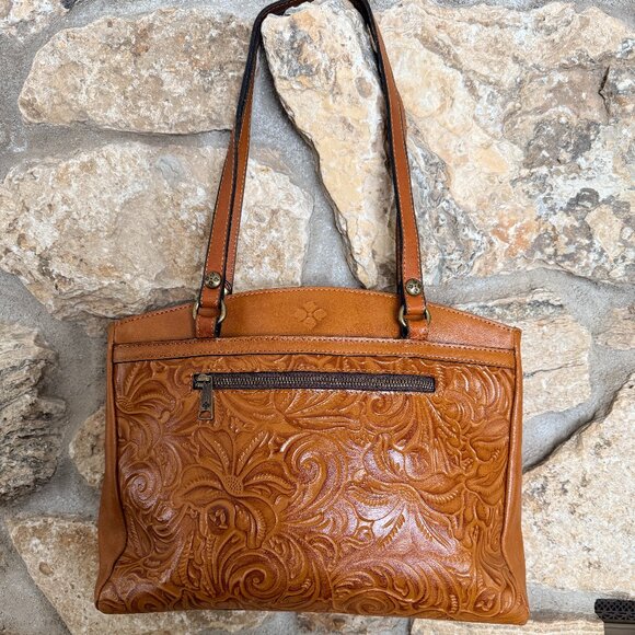Patricia Nash Handbags - Patricia Nash Tooled Florence Poppy Leather Tote Brown